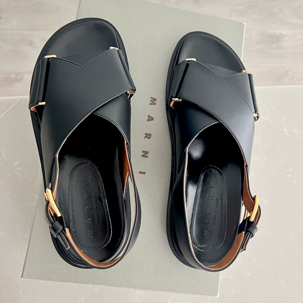 Marni Black Fussbett sandals size 37.5 - Picture 2 of 6